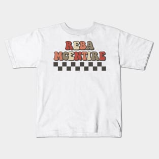 Reba McEntire Checkered Retro Groovy Style Kids T-Shirt